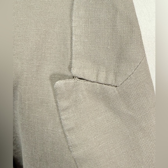 Zara Linen Rolled Sleeve Open Blazer in Beige Size Medium - Picture 8 of 8